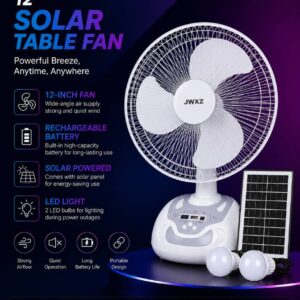 12" solar table fan